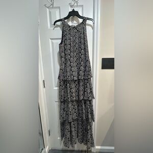Tommy Hilfiger Black and White Paisley Maxi tier Dress